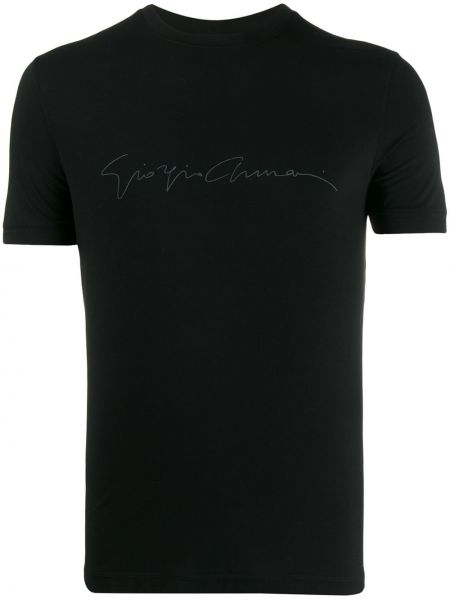 Tricou slim fit cu imagine Giorgio Armani negru