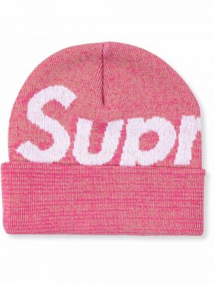Плетена шапка Supreme розово
