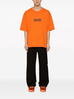 Raštuotas medvilninis marškinėliai Dolce & Gabbana Dg Vibe oranžinė