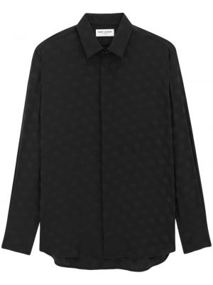 Bodkovaná hodvábna košeľa Saint Laurent čierna