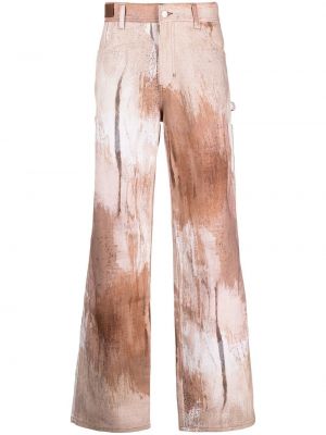 Voľné džínsy s potlačou s abstraktným vzorom Andersson Bell hnedá
