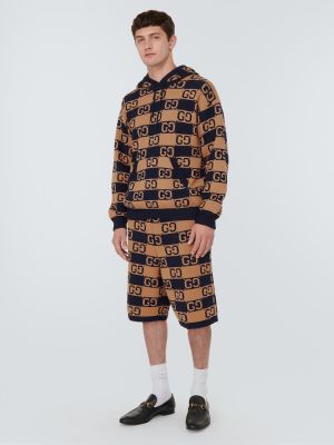 Βαμβακερός φούτερ με κουκούλα ζακάρ Gucci μπεζ