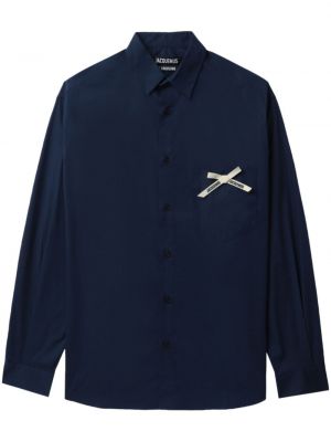 Bavlnená košeľa s mašľou Jacquemus modrá