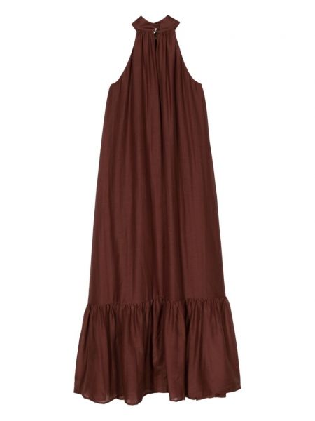Mušelínové dlouhé šaty Semicouture hnědé
