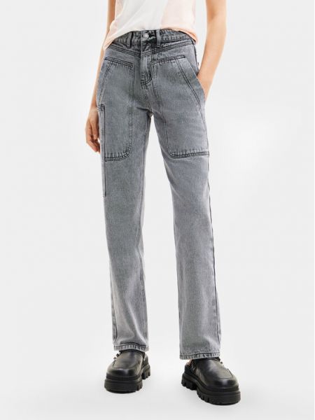 Прямые джинсы Desigual серые