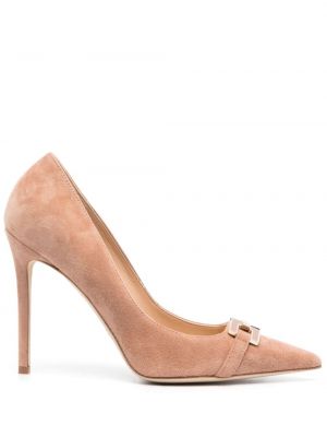 Pantofi cu toc din piele de căprioară Elisabetta Franchi roz