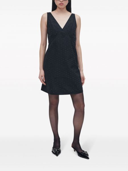Křišťálové večerní šaty s výstřihem do v Marc Jacobs černé