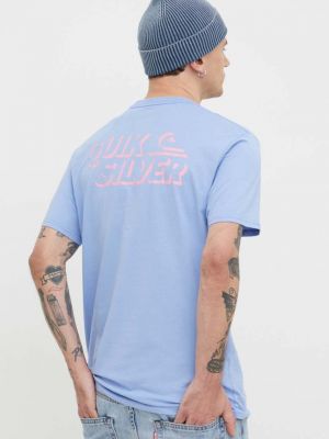 Bavlněné tričko s potiskem Quiksilver modré