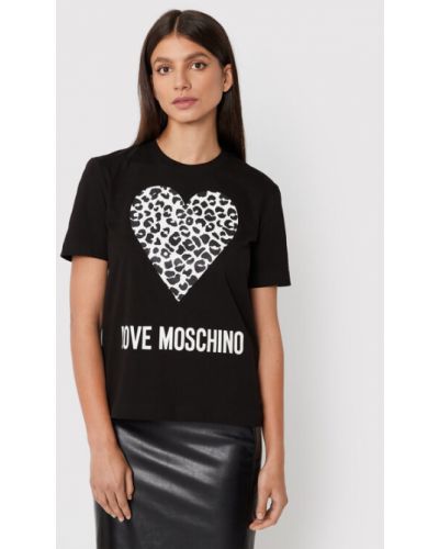 Gyapjú póló Love Moschino - fekete