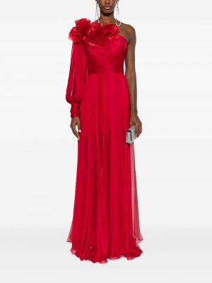 Jedwabna sukienka wieczorowa z falbankami Iris Von Arnim czerwona