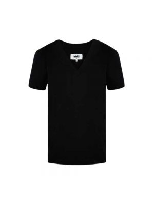 Czarna koszulka z dżerseju Mm6 Maison Margiela