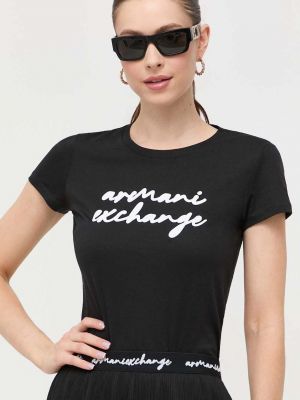Памучна тениска Armani Exchange черно