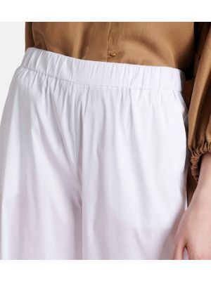 Pantaloni din bumbac cu croială lejeră Max Mara alb