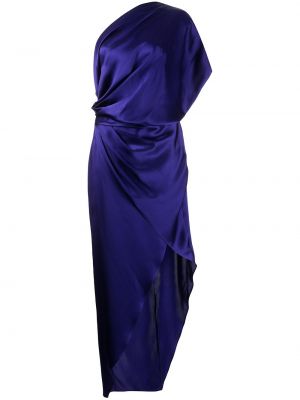 Drapírozott selyem midi ruha Michelle Mason lila