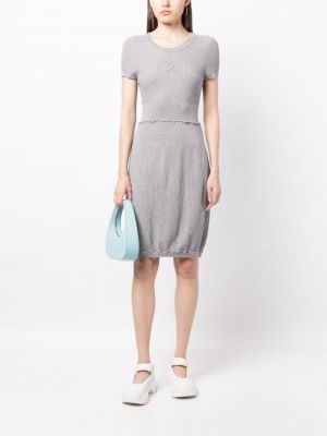Pletené mini šaty Chanel Pre-owned šedé