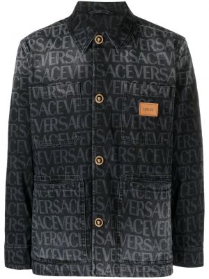 Denim jakna Versace črna