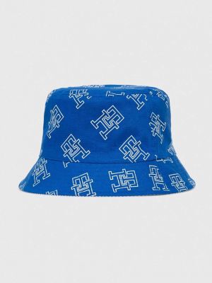 Oboustranný bavlněný klobouk Tommy Hilfiger modrý