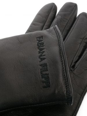 Leder handschuh mit stickerei Fabiana Filippi schwarz
