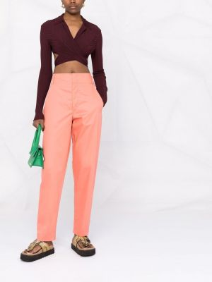 Bavlněné rovné kalhoty Isabel Marant oranžové