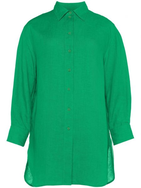Ľanové košeľové šaty Eres zelená