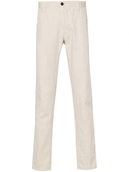 Pantaloni chino slim fit cu model herringbone Incotex bej