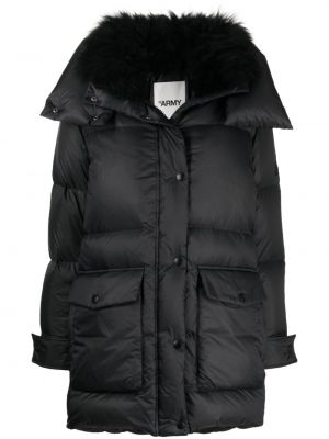 Páperová bunda s kapucňou Yves Salomon čierna