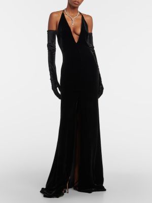 Βελούδινη μάξι φόρεμα Costarellos μαύρο