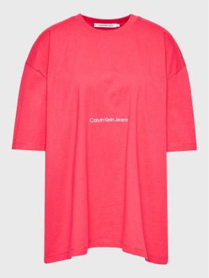 Laza szabású póló Calvin Klein Jeans Plus rózsaszín