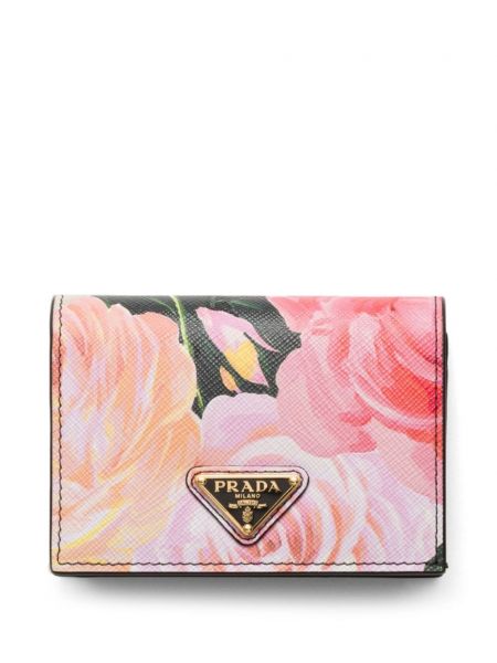 Petit portefeuille à fleurs à imprimé Prada