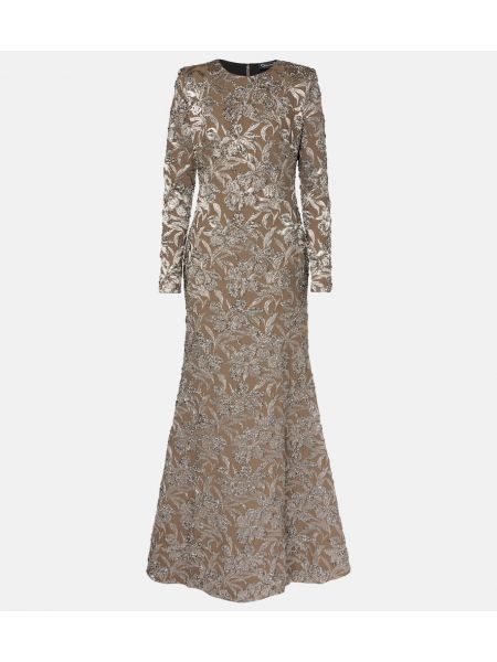 Jacquard maxi kjole Oscar De La Renta brun