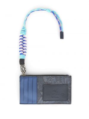 Peňaženka s potlačou s paisley vzorom Etro modrá