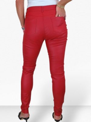 Кожаные джинсы из искусственной кожи Paulo Due красные