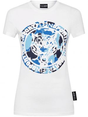 Medvilninis sportiniai marškinėliai su tigro raštu Plein Sport