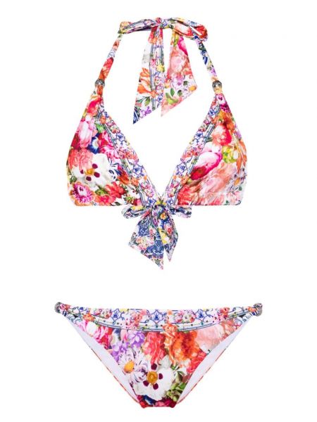 Bikini s cvjetnim printom s printom Camilla bijela