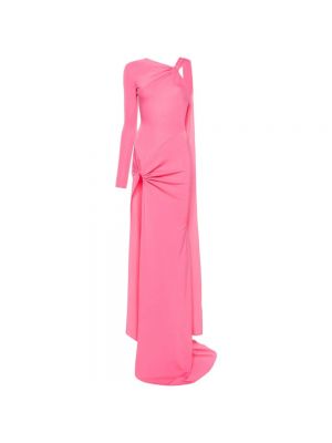 Różowa sukienka z długim rękawem asymetryczna David Koma