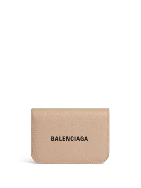 Kožená peňaženka Balenciaga béžová