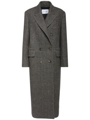 Palton de lână cu model herringbone Max Mara gri