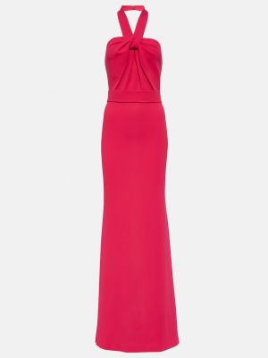 Креповое платье с воротником халтер Elie Saab розовый
