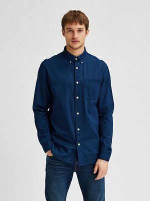 Camisa vaquera de algodón Selected azul
