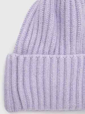 Dzianinowa czapka wełniana Answear Lab fioletowa