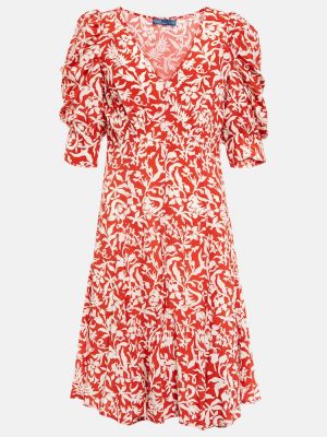 Sukienka midi w kwiatki Polo Ralph Lauren czerwona