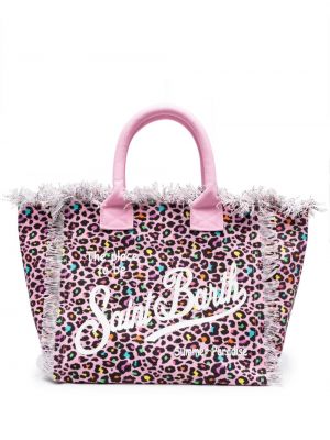 Nákupná taška s potlačou s leopardím vzorom Mc2 Saint Barth ružová