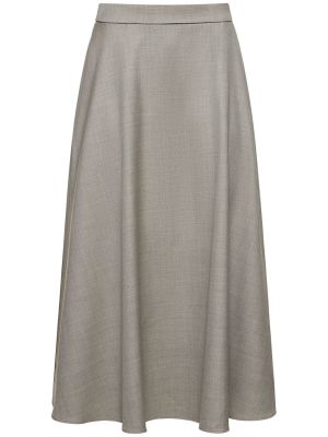 Vlnená midi sukňa s vysokým pásom Ralph Lauren Collection sivá