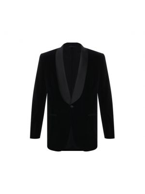 Черный хлопковый пиджак Brioni