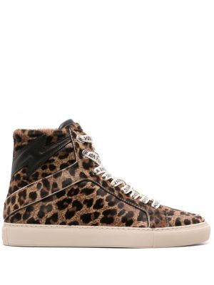 Sneakerși cu imagine cu model leopard Zadig&voltaire maro