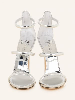 Sandały na obcasie Giuseppe Zanotti Design srebrne