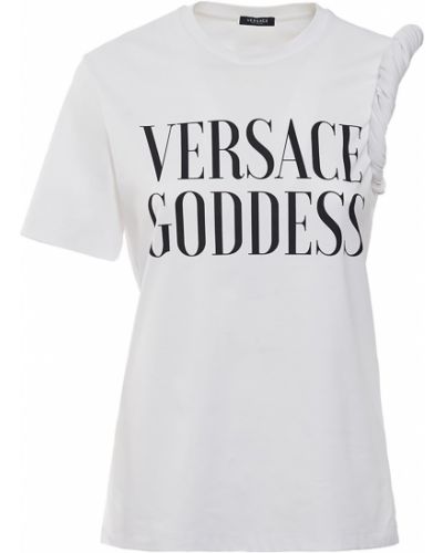 Tricou din bumbac cu imagine Versace alb