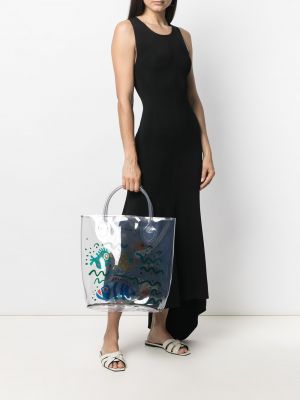 Transparente shopper handtasche mit print 10 Corso Como weiß