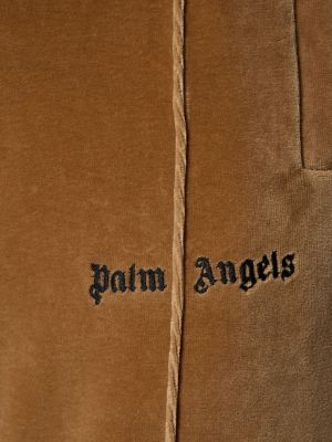 Aksamitne spodnie bawełniane Palm Angels beżowe