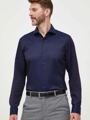 Pamučna košulja slim fit Boss plava